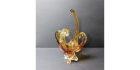 Vase vintage en verre soufflé gold